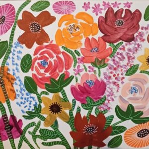 toile fleurie peinte à la main 'éclats de vie"