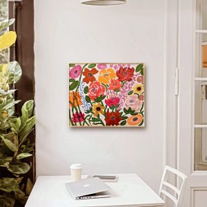 toile fleurie peinte à la main par alice alnet ribeiro (lice) , titre "éclats de vie"